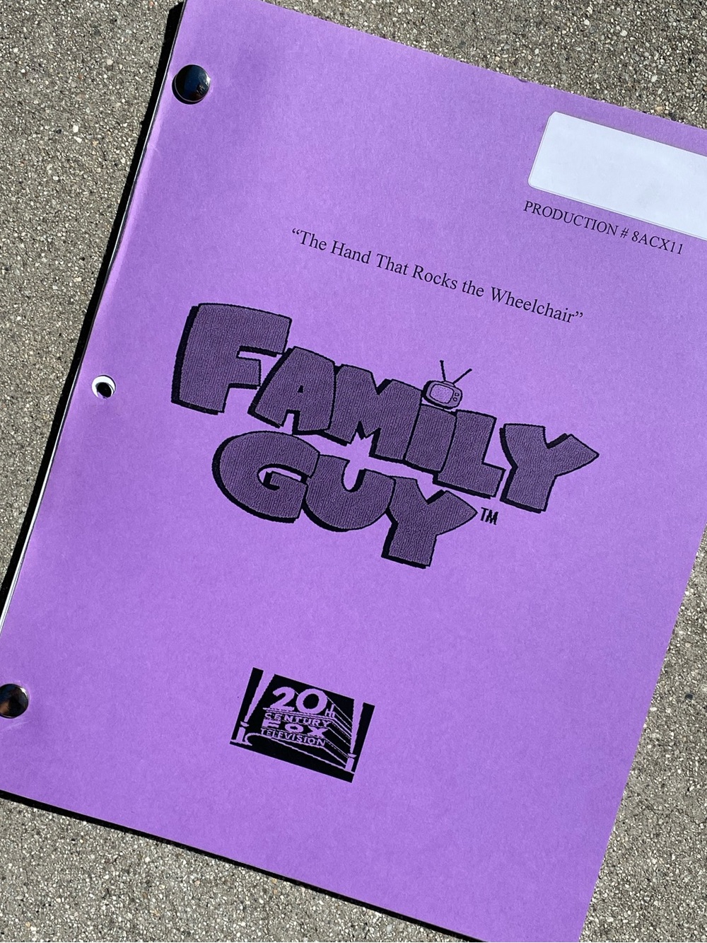 Family Guy 2009 Production Used Table Draft Script Hand That Rocks Wheelchair